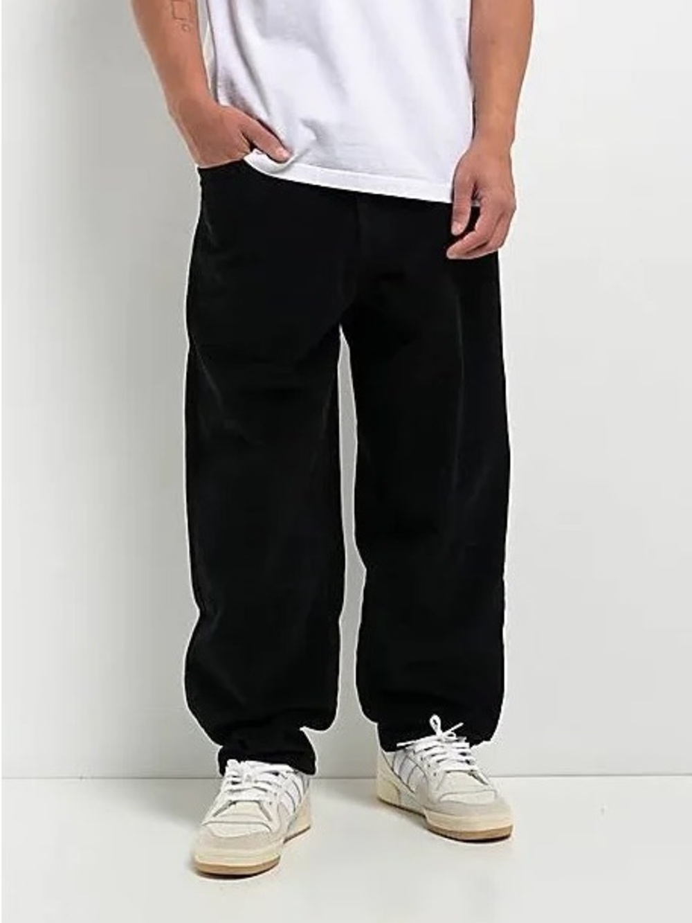 Empyre Black Corduroy Drawstring Casual Pants
